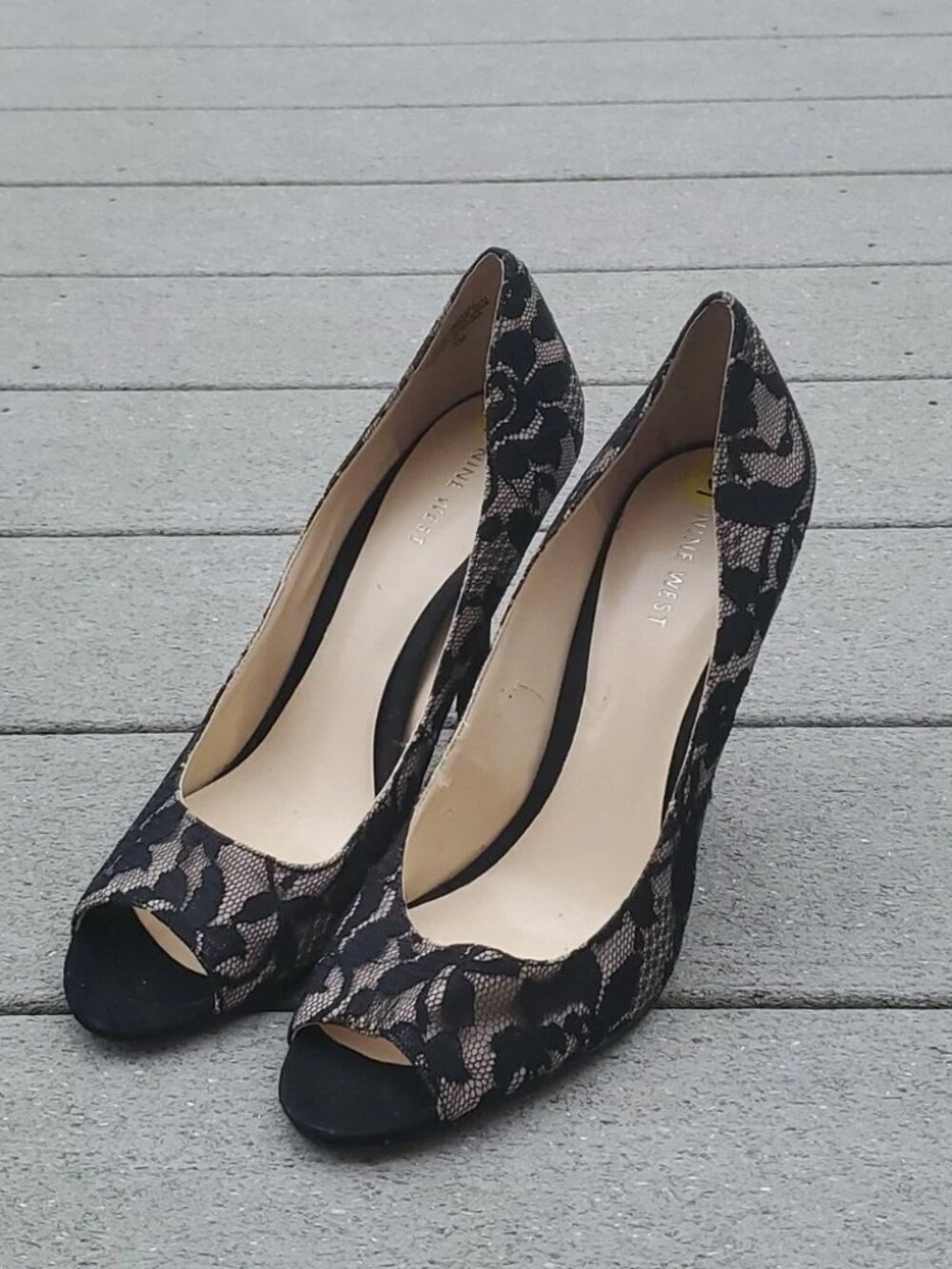 Nine West Black Lace Peep Toe Heels | Nine West Sorbet Heels